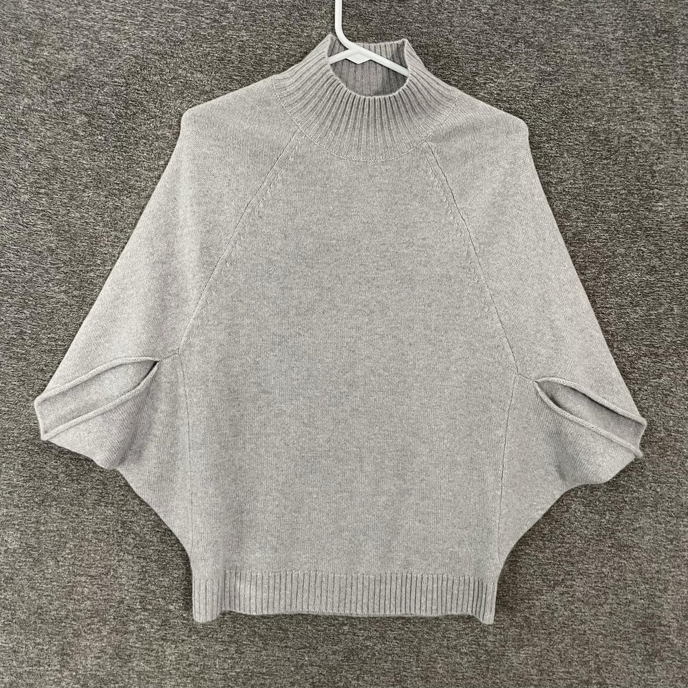 Kal Rieman Sweater Cape Womens Medium Gray 100% Cashmere Mock Neck Knit